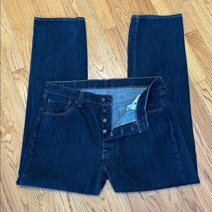 Levi's 501 Button Fly Dark Wash Blue Jeans Excellent Condition Mens Sz W/36 L/32